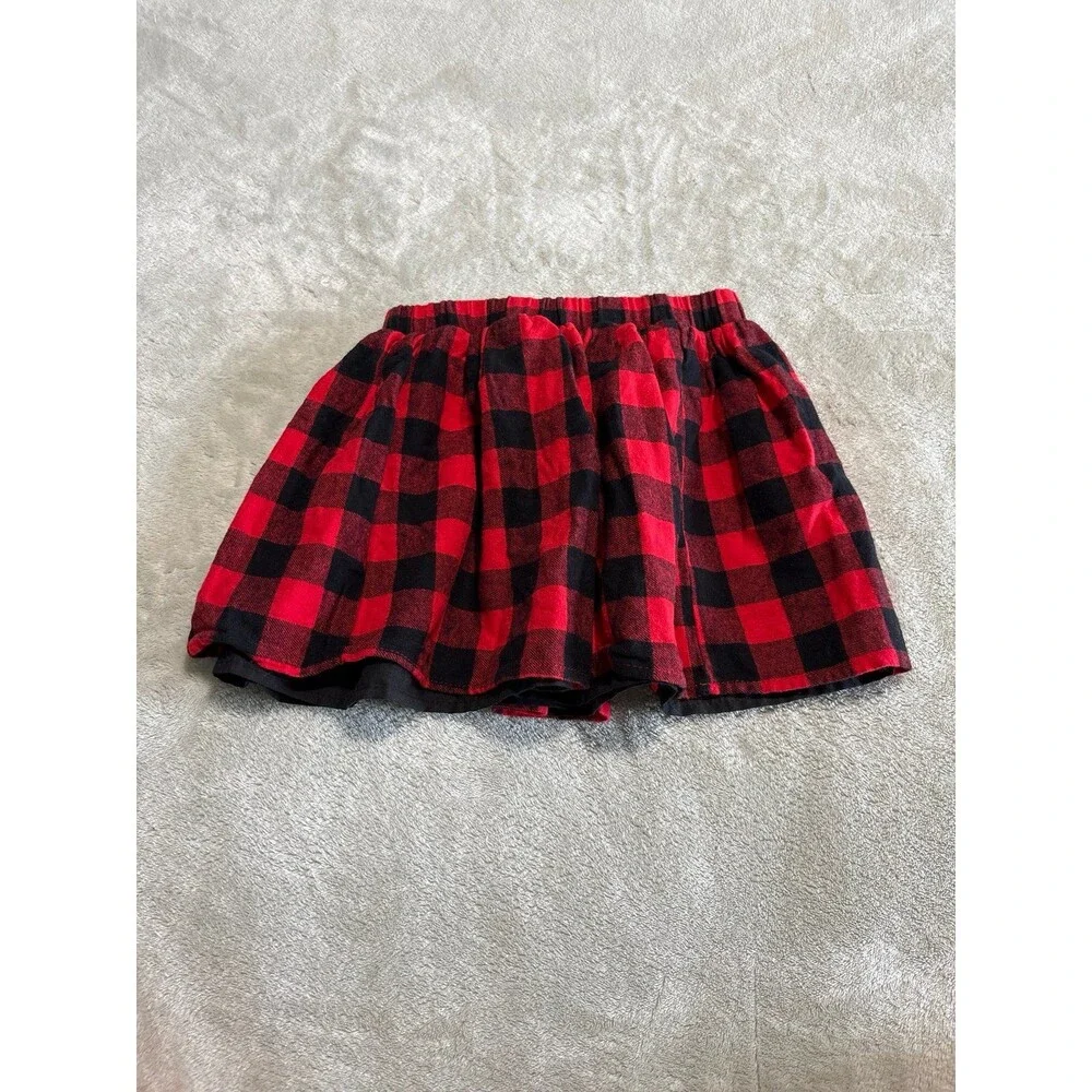 girls skirt buffalo plaid checkered holiday bow red black back to school party